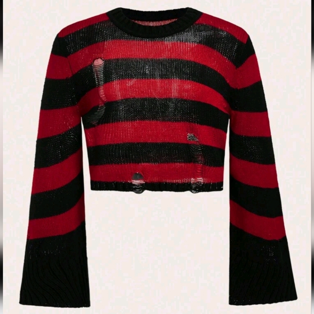 SHEIN - striped crop sweater